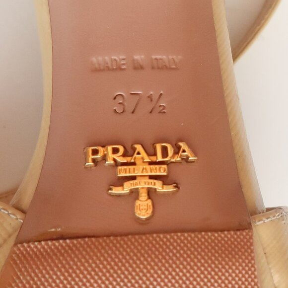 Prada Pale Yellow Patent Leather Strappy Platform Heels Sandals w Bow Size 7.5 - Picture 8 of 16